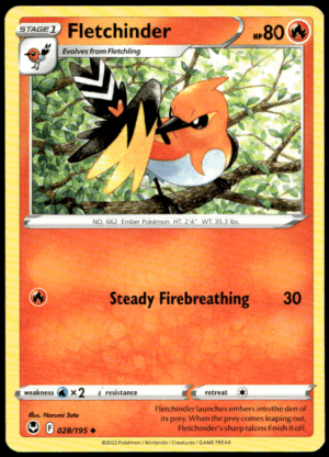 Pokémon Fletchinder 028/195 - Normal Uncommon SWSH12: Silver Tempest EN