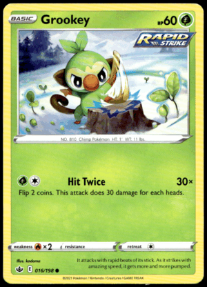 Pokémon Grookey 016/198 - Normal Common SWSH06: Chilling Reign EN
