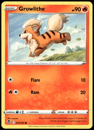 Pokémon Growlithe 019/195 - Normal Common SWSH12: Silver Tempest EN