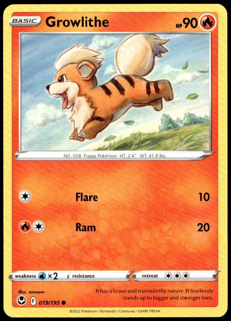 Pokémon Growlithe 019/195 - Normal Common SWSH12: Silver Tempest EN