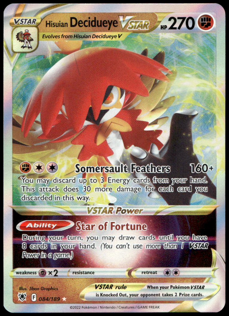 Pokémon Hisuian Decidueye VSTAR 084/189 - Holofoil Ultra Rare SWSH10: Astral Radiance EN