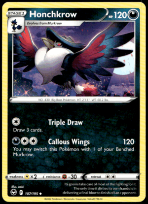 Pokémon Honchkrow 107/195 - Normal Uncommon SWSH12: Silver Tempest EN