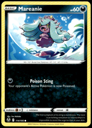 Pokémon Mareanie 114/195 - Normal Common SWSH12: Silver Tempest EN