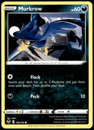 Pokémon Murkrow 106/195 - Normal Common SWSH12: Silver Tempest EN