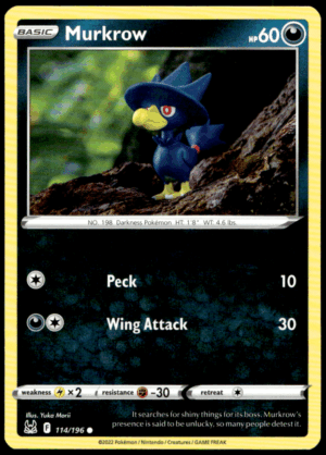 Pokémon Murkrow 114/196 - Normal Common SWSH11: Lost Origin EN