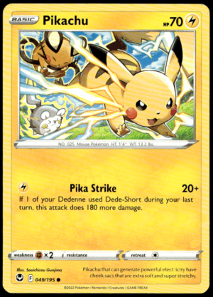 Pokémon Pikachu 049/195 - Normal Common SWSH12: Silver Tempest EN
