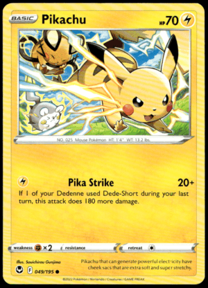 Pokémon Pikachu 049/195 - Normal Common SWSH12: Silver Tempest EN
