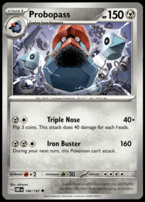 Pokémon Probopass 146/197 - Normal Uncommon SV03: Obsidian Flames EN