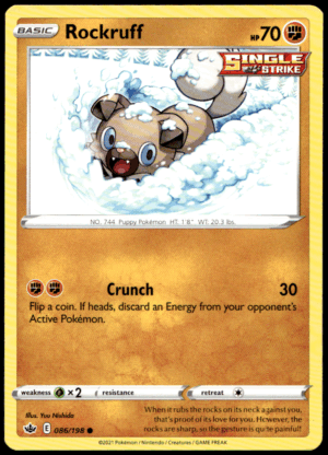 Pokémon Rockruff 086/198 - Normal Common SWSH06: Chilling Reign EN