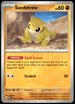 Pokémon Sandshrew 027/165 - Normal Common SV: Scarlet & Violet 151 EN