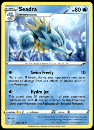 Pokémon Seadra 036/196 - Normal Uncommon SWSH11: Lost Origin EN