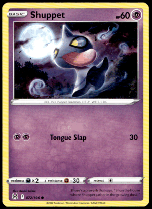 Pokémon Shuppet 072/196 - Normal Common SWSH11: Lost Origin EN