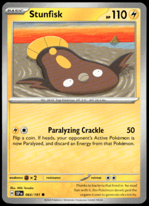 Pokémon Stunfisk 064/191 - Normal Common SV08: Surging Sparks EN