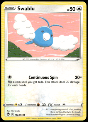 Pokémon Swablu 142/195 - Normal Common SWSH12: Silver Tempest EN