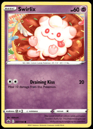 Pokémon Swirlix 067/198 - Normal Common SWSH06: Chilling Reign EN