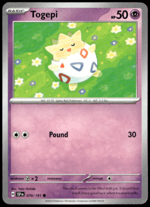 Pokémon Togepi 070/191 - Normal Common SV08: Surging Sparks EN