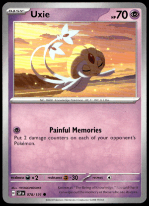 Pokémon Uxie 078/191 - Normal Common SV08: Surging Sparks EN
