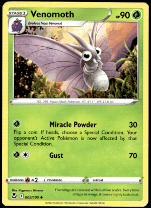Pokémon Venomoth 002/195 - Normal Uncommon SWSH12: Silver Tempest EN