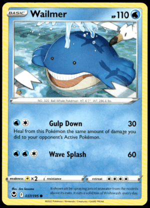 Pokémon Wailmer 037/195 - Normal Common SWSH12: Silver Tempest EN
