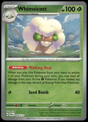 Pokémon Whimsicott 008/131 - Holofoil Rare SV: Prismatic Evolutions EN