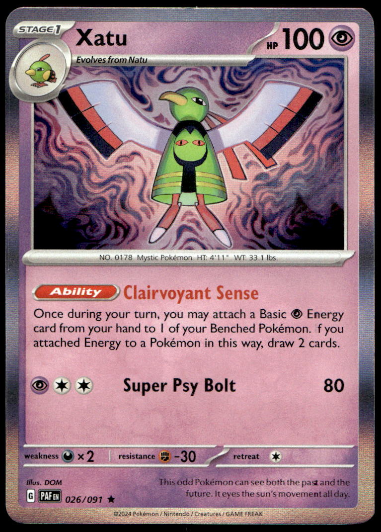 Pokémon Xatu 026/091 - Holofoil Rare SV: Paldean Fates EN