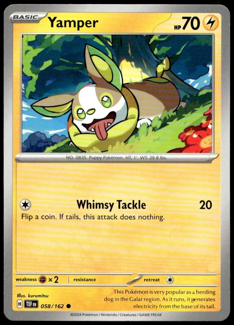 Pokémon Yamper 058/162 - Normal Common SV05: Temporal Forces EN
