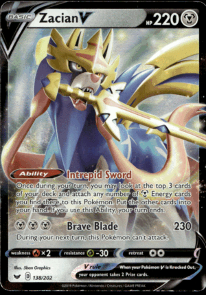 Pokémon Zacian V 138/202 - Holofoil Ultra Rare SWSH01: Sword & Shield Base Set EN