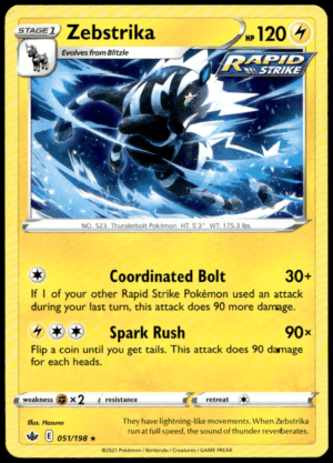 Pokémon Zebstrika 051/198 - Normal Rare SWSH06: Chilling Reign EN