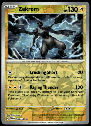 Pokémon Zekrom 066/182 - Reverse Holofoil Rare SV04: Paradox Rift EN