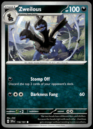 Pokémon Zweilous 118/191 - Normal Common SV08: Surging Sparks EN